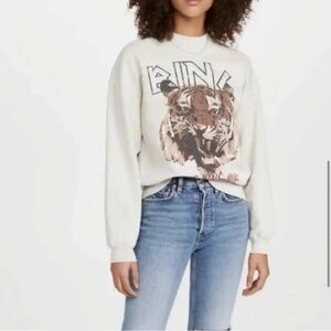 Anine Bing White Tiger Graphic Sweatshirt